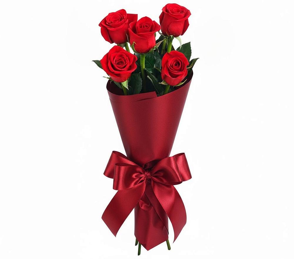 Букет 5 Красных роз Эдлесс Лав в Абадзехском