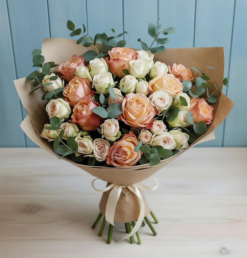 Букет цветов из: Альстромерии и Розы в Абадзехском