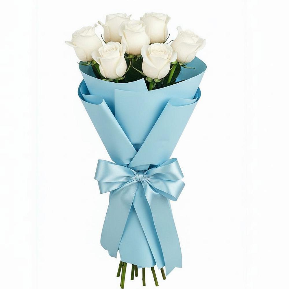Букет 7 белых роз Проуд в Абадзехском