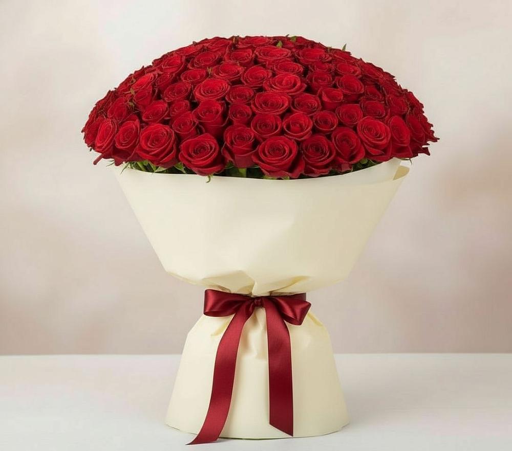 Букет 101 Красная роза Милано в Абадзехском
