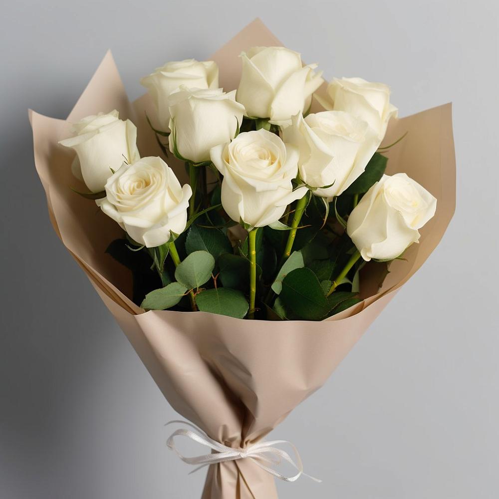 Букет 9 Белых роз Эдлесс Лав в Абадзехском