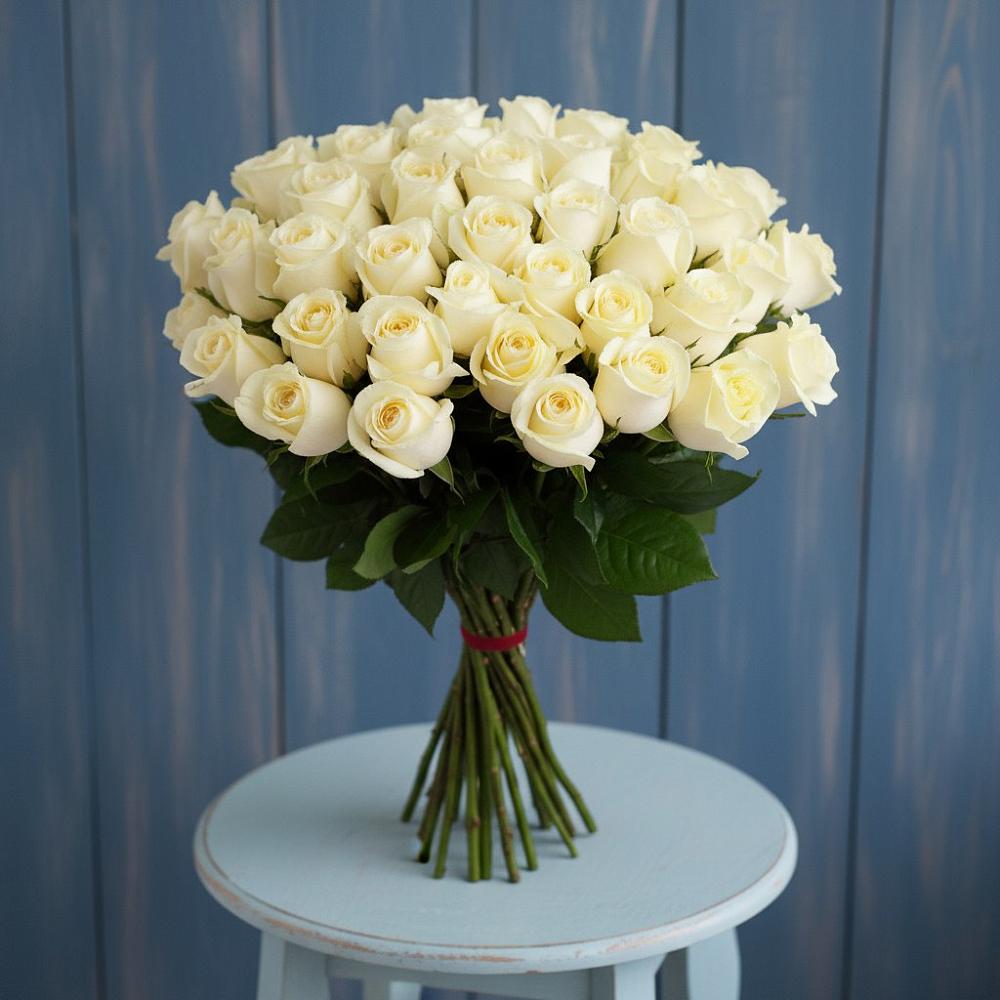 Букет 51 Белая роза Эдлесс Лав в Абадзехском