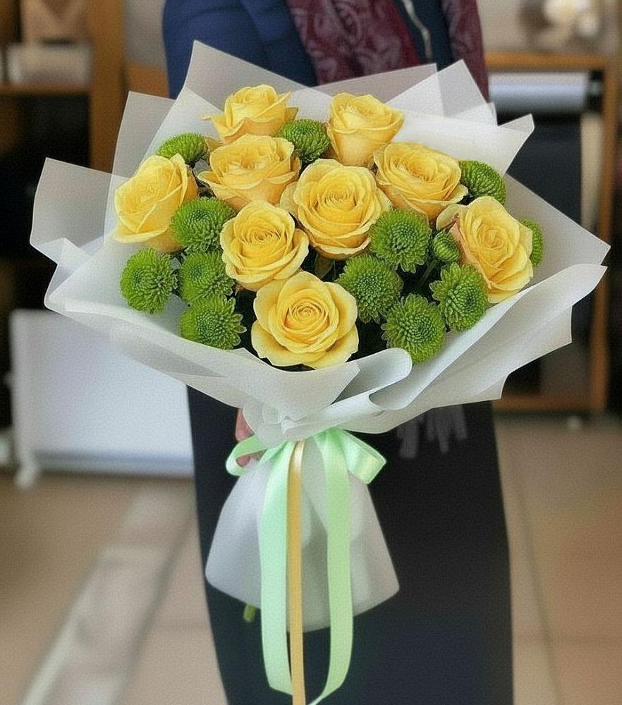 Букет цветов из: Хризантемы и Розы в Абадзехском