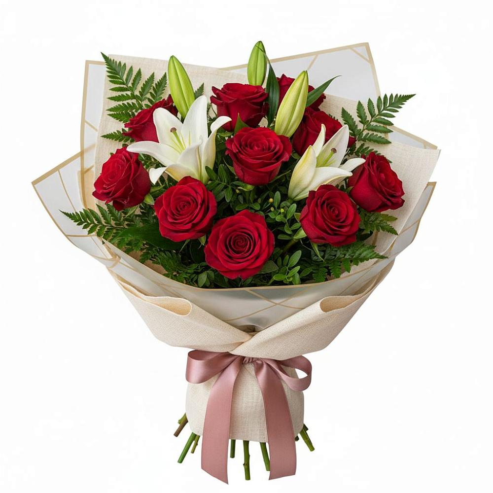 Букет цветов из: Лилии и Розы в Абадзехском