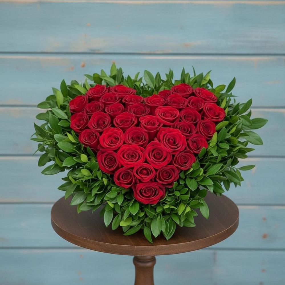 Цветочная композиция из Розы в виде сердца в Абадзехском