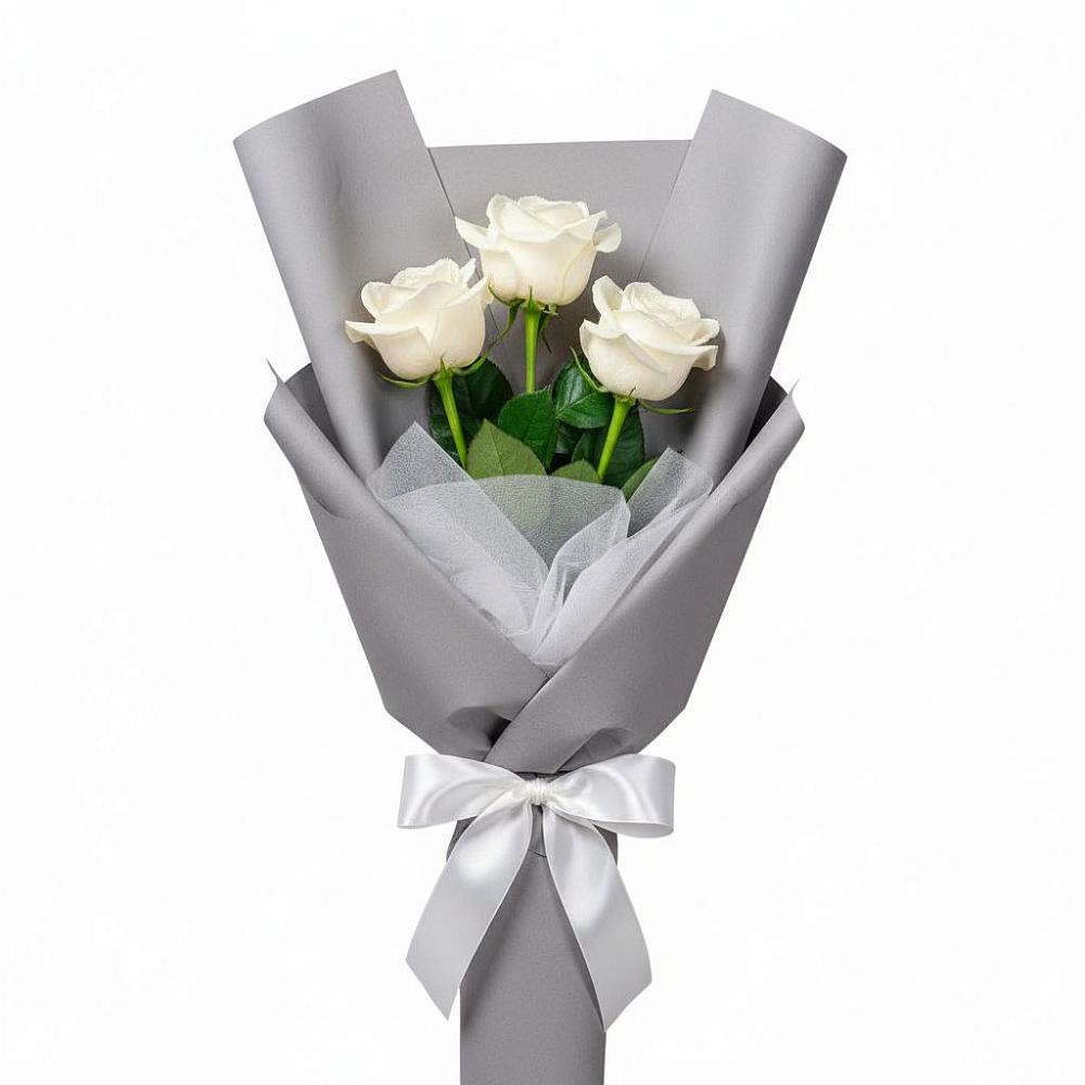 Букет 3 белые розы в Абадзехском