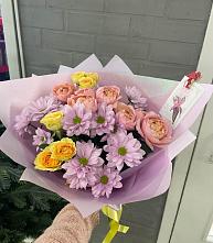 Букет цветов из:  Хризантемы и Розы в Абадзехском