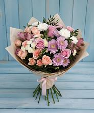 Букет цветов из:  Хризантемы, Розы и Альстромерии в Абадзехском