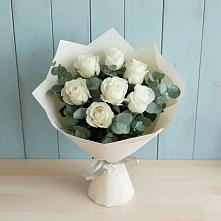 Букет Белые розы в Эвкалипте в Абадзехском